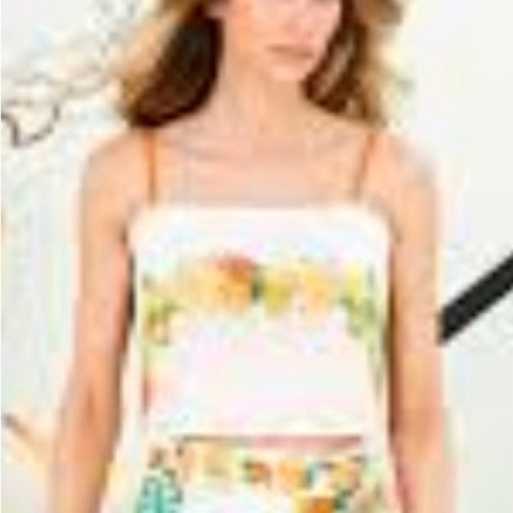 ANTONIO MELANI White Floral-Trim Spaghetti-Strap Camisole